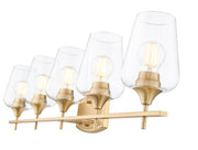 Joliet 5 Light Vanity in Burnished Brass