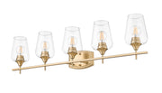 Joliet 5 Light Vanity in Burnished Brass