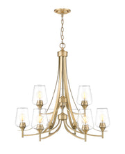 Joliet 9 Light 31" Chandelier in Burnished Brass
