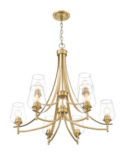 Joliet 9 Light 31" Chandelier in Burnished Brass
