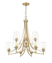 Joliet 9 Light 31" Chandelier in Burnished Brass