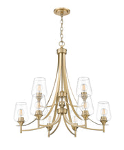 Joliet 9 Light 31" Chandelier in Burnished Brass