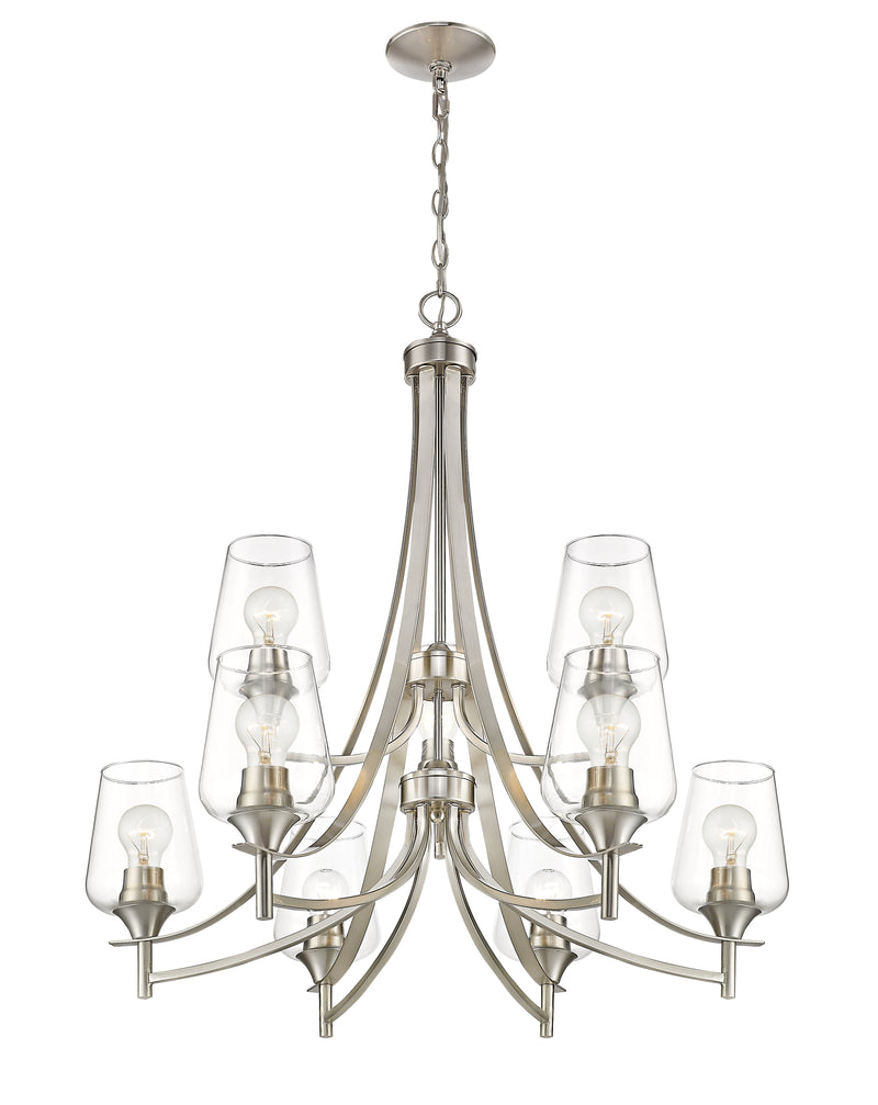Joliet 9 Light 31" Chandelier in Brushed Nickel