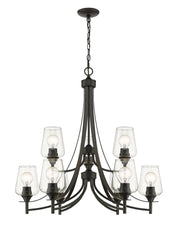 Joliet 9 Light 31" Chandelier in Matte Black