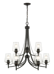 Joliet 9 Light 31" Chandelier in Matte Black