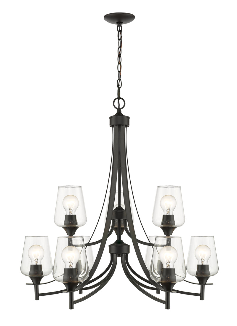 Joliet 9 Light 31" Chandelier in Matte Black