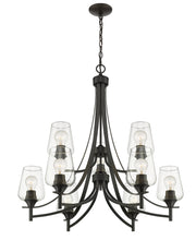 Joliet 9 Light 31" Chandelier in Matte Black