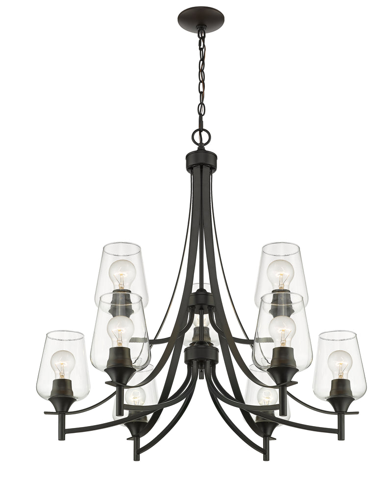 Joliet 9 Light 31" Chandelier in Matte Black