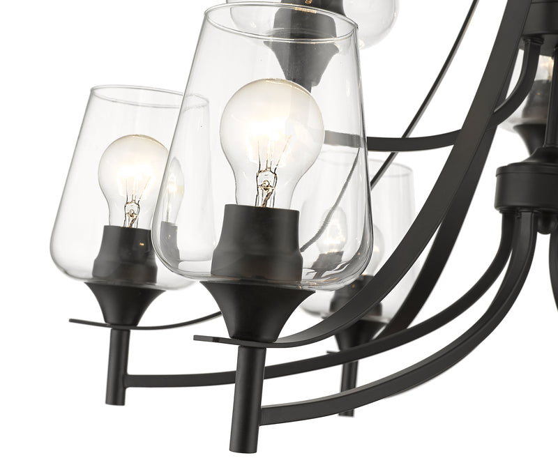 Joliet 9 Light 31" Chandelier in Matte Black