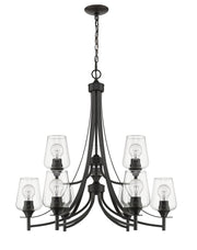 Joliet 9 Light 31" Chandelier in Matte Black