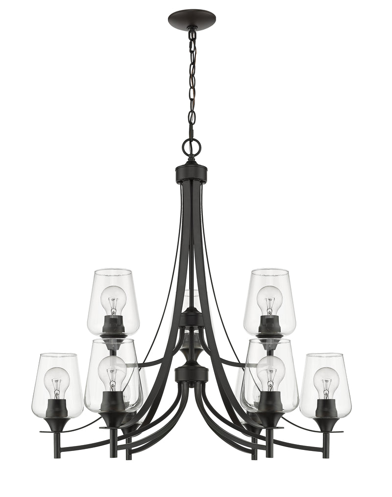 Joliet 9 Light 31" Chandelier in Matte Black