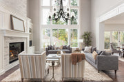 Joliet 9 Light 31" Chandelier in Matte Black in a room setting