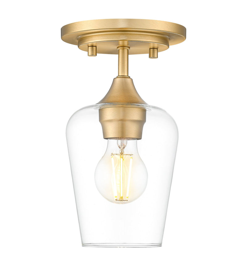 Joliet 1 Light 5.5" Flush Mount in Burnished Brass