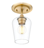 Joliet 1 Light 5.5" Flush Mount in Burnished Brass