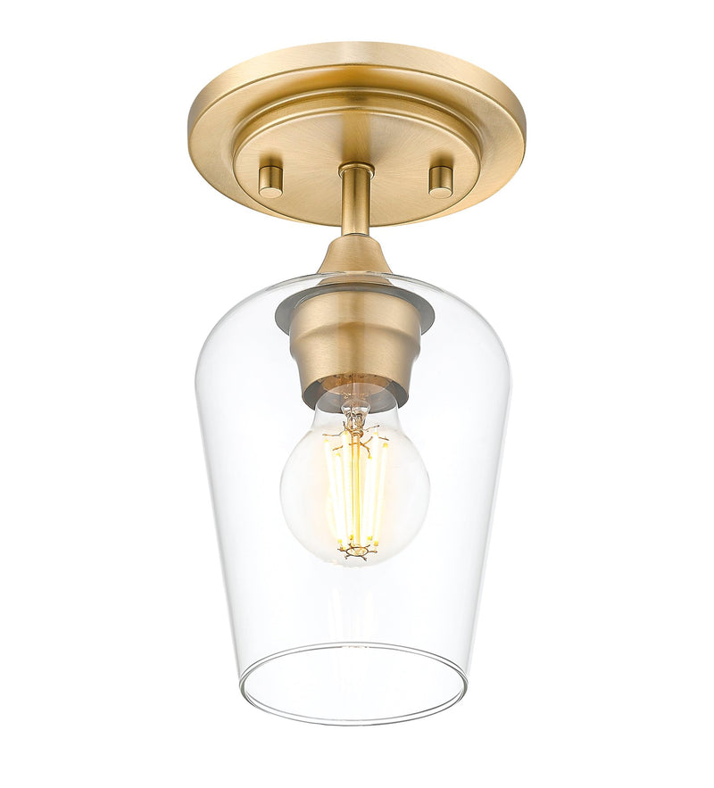 Joliet 1 Light 5.5" Flush Mount in Burnished Brass