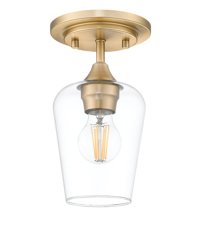 Joliet 1 Light 5.5" Flush Mount in Burnished Brass
