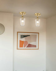 Joliet 1 Light 5.5" Flush Mount in Burnished Brass in a room setting