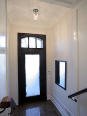 Joliet 1 Light 5.5" Flush Mount in Brushed Nickel in a room setting