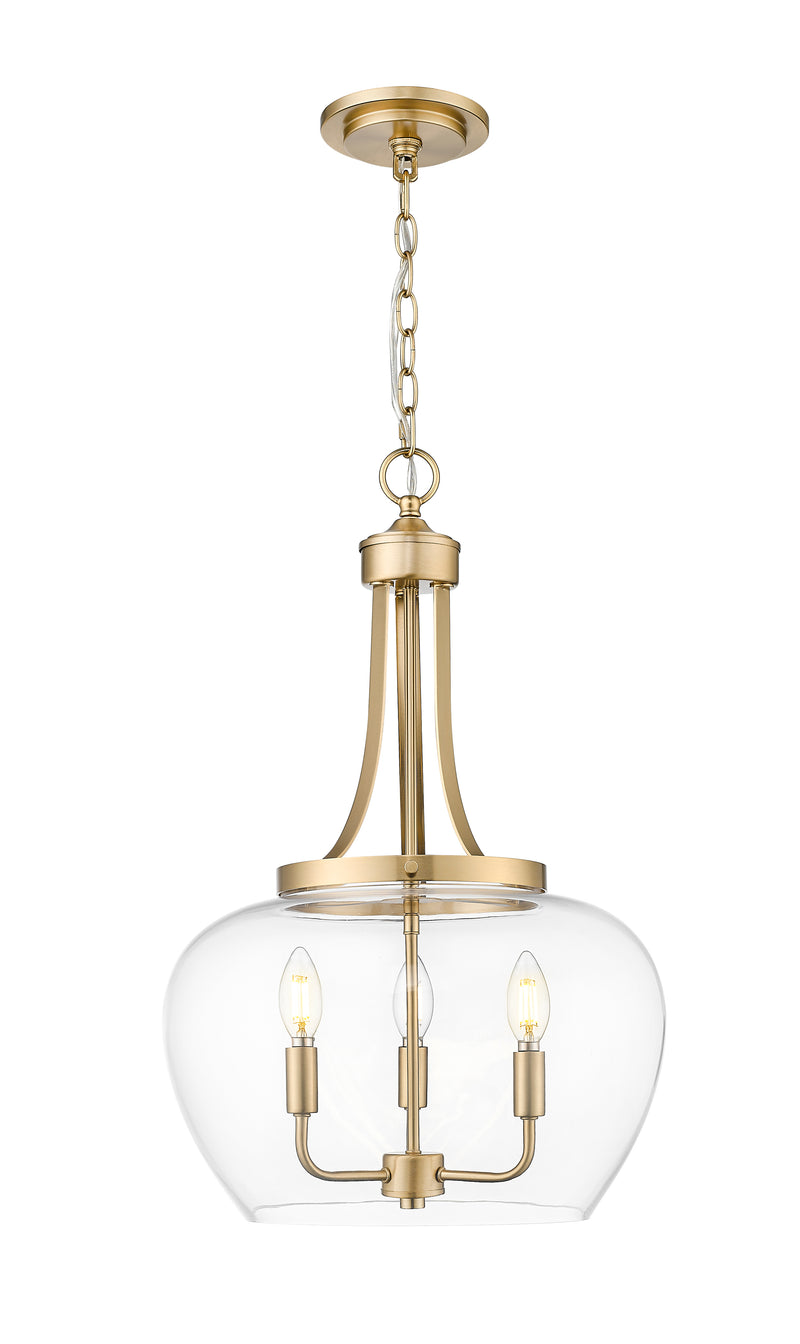 Joliet 3 Light 15.75" Pendant in Burnished Brass