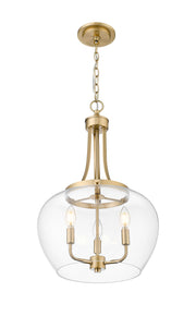 Joliet 3 Light 15.75" Pendant in Burnished Brass
