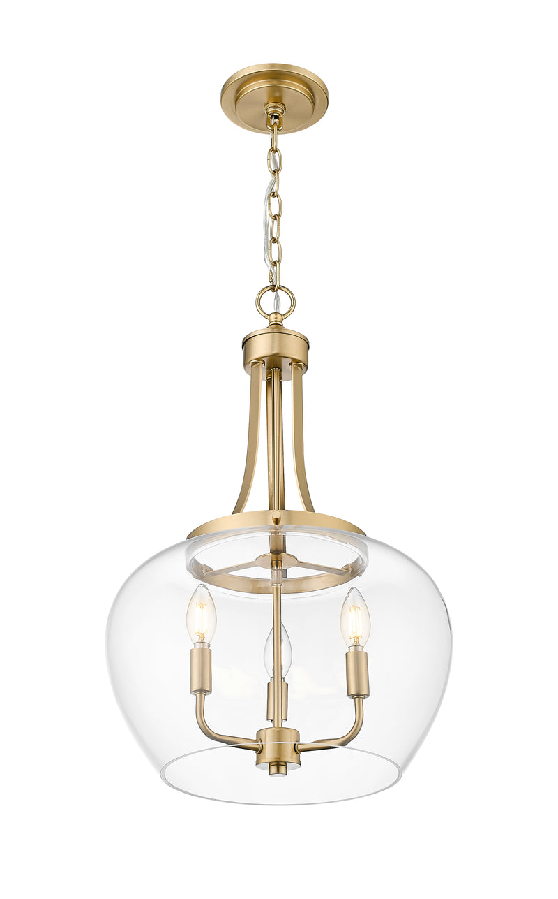 Joliet 3 Light 15.75" Pendant in Burnished Brass
