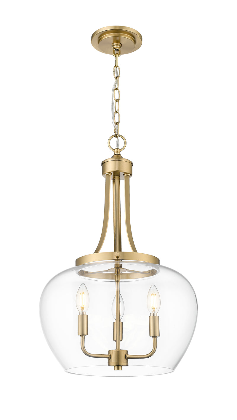 Joliet 3 Light 15.75" Pendant in Burnished Brass