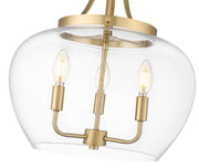 Joliet 3 Light 15.75" Pendant in Burnished Brass