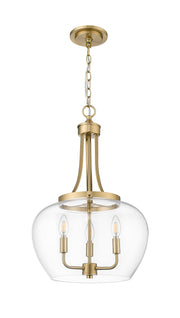 Joliet 3 Light 15.75" Pendant in Burnished Brass
