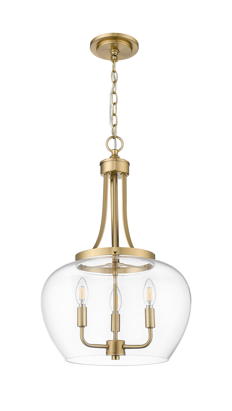Joliet 3 Light 15.75" Pendant in Burnished Brass