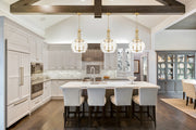 Joliet 3 Light 15.75" Pendant in Burnished Brass in a room setting