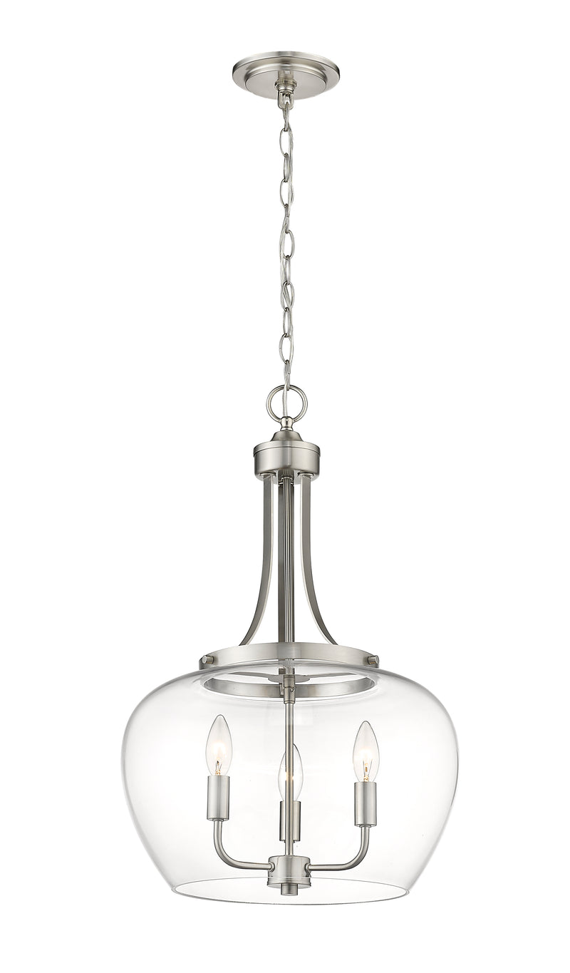 Joliet 3 Light 15.75" Pendant in Brushed Nickel