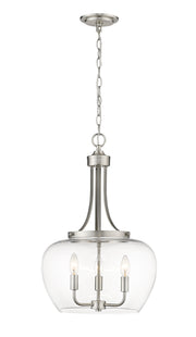 Joliet 3 Light 15.75" Pendant in Brushed Nickel