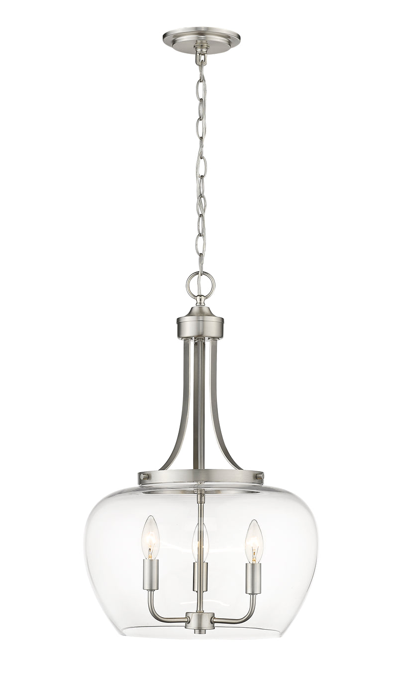 Joliet 3 Light 15.75" Pendant in Brushed Nickel