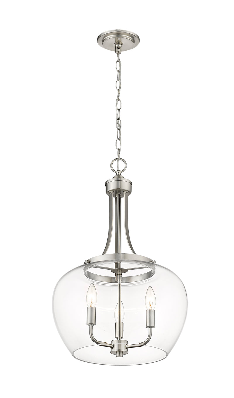 Joliet 3 Light 15.75" Pendant in Brushed Nickel