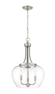 Joliet 3 Light 15.75" Pendant in Brushed Nickel