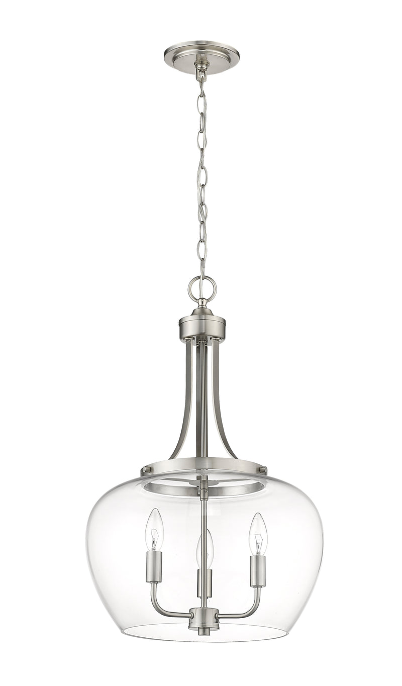 Joliet 3 Light 15.75" Pendant in Brushed Nickel