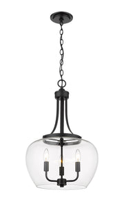 Joliet 3 Light 15.75" Pendant in Matte Black