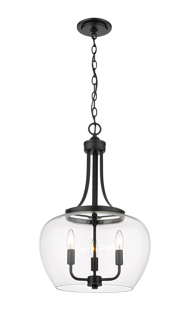 Joliet 3 Light 15.75" Pendant in Matte Black