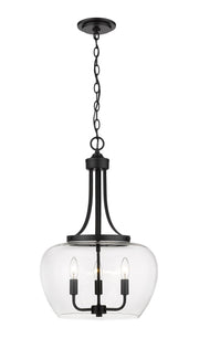 Joliet 3 Light 15.75" Pendant in Matte Black