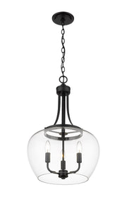 Joliet 3 Light 15.75" Pendant in Matte Black