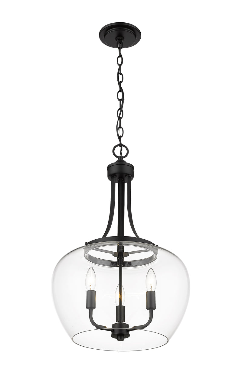 Joliet 3 Light 15.75" Pendant in Matte Black