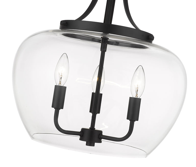 Joliet 3 Light 15.75" Pendant in Matte Black