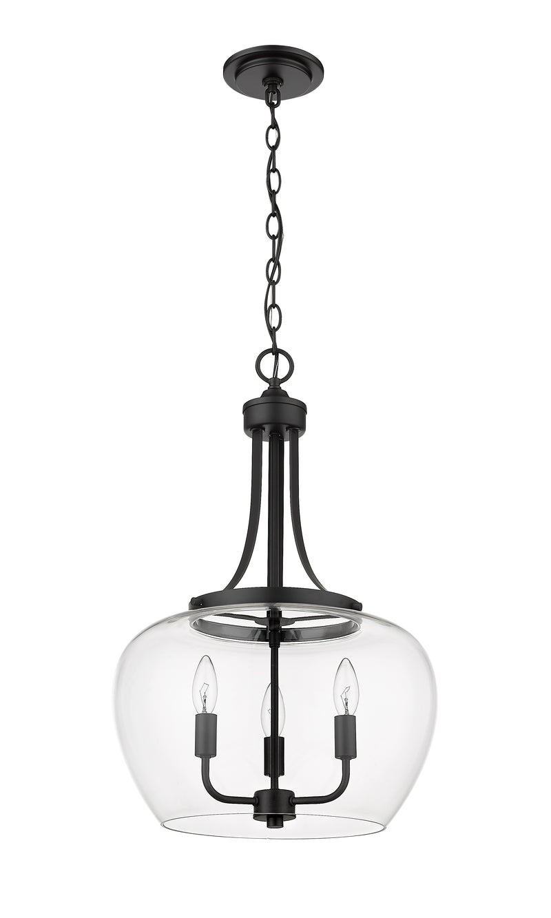 Joliet 3 Light 15.75" Pendant in Matte Black