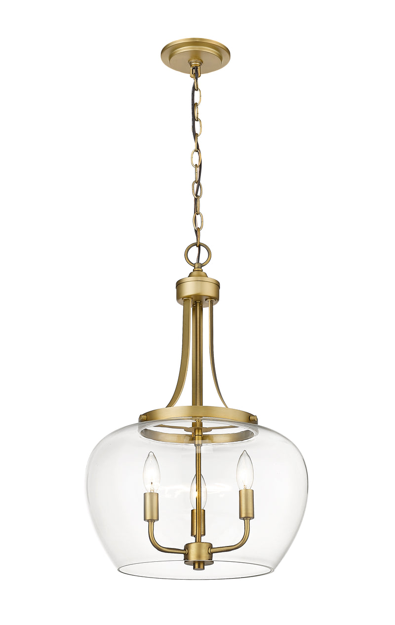 Joliet 3 Light 15.75" Pendant in Olde Brass