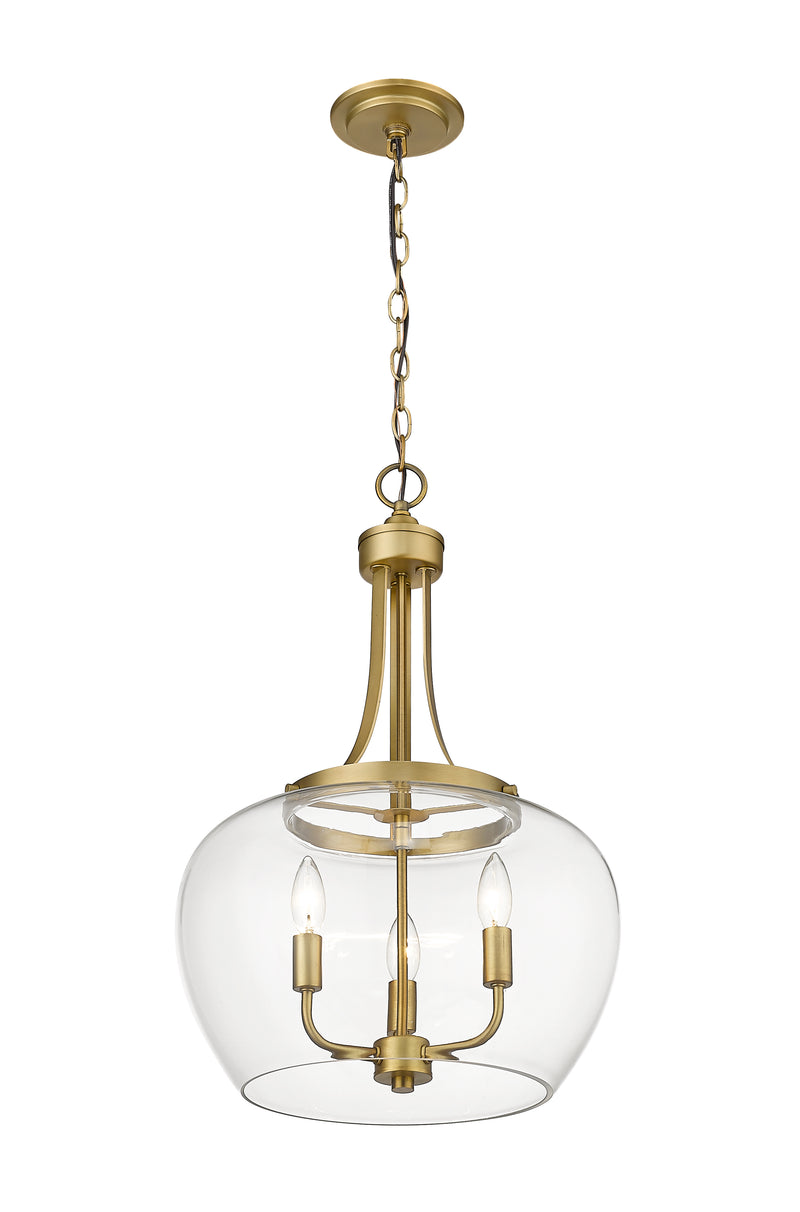 Joliet 3 Light 15.75" Pendant in Olde Brass