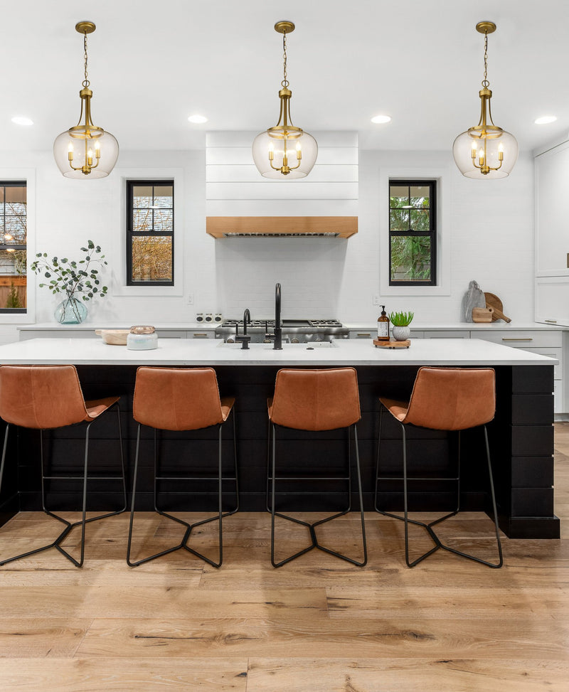 Joliet 3 Light 15.75" Pendant in Olde Brass in a room setting