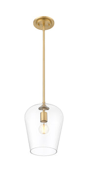Joliet 1 Light 9" Pendant in Burnished Brass