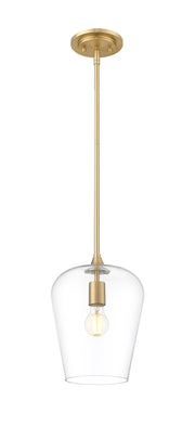 Joliet 1 Light 9" Pendant in Burnished Brass