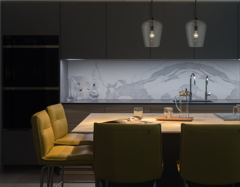 Joliet 1 Light 9" Pendant in Matte Black in a room setting