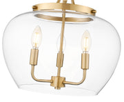 Joliet 3 Light 15.75" Semi Flush Mount in Burnished Brass